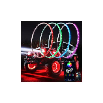 Inele LED RGB pentru jante 12V cu control prin aplicație BTT, set iluminare roți
