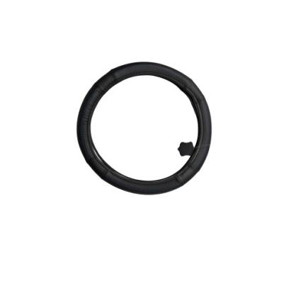 Husă volan din piele perforată, mărimea M (37–38 cm), neagră cu cusătură albastră