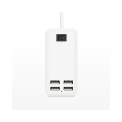 Încărcător de rețea cu 4 porturi USB 15W (3A), cablu 1.5 m, cu switch MIV