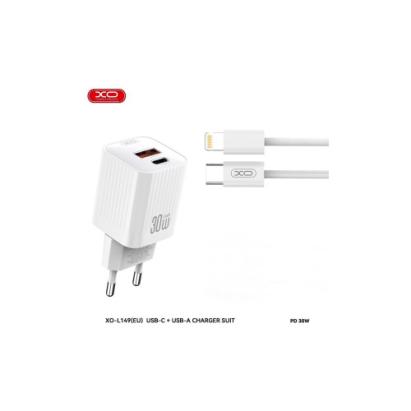 Încărcător rețea XO PD 30W cu 2 porturi USB și cablu Lightning pentru iPhone
