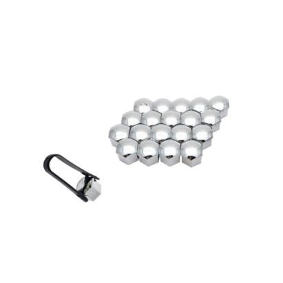 Set 20 capace cromate pentru prezoane auto, cu cheie de montaj (17/19 mm)