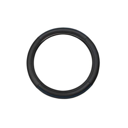 Husă volan premium 38 cm din imitație piele, negru cu linie albastră (WPU02C)