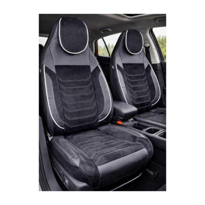Set huse scaune auto universale Premium, banchetă fracționată, negru cu cusătură albă