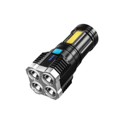 Lanternă tactică reîncărcabilă USB cu 4 LED + COB lateral, 1000 lm, IPX6