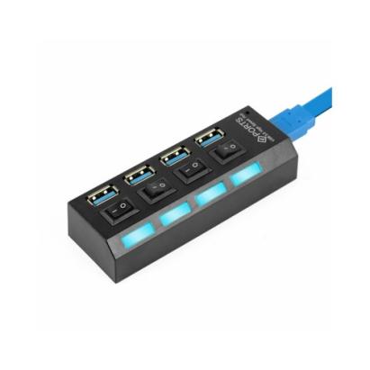 Hub USB 2.0 cu 4 porturi, întrerupătoare individuale, LED și alimentare DC