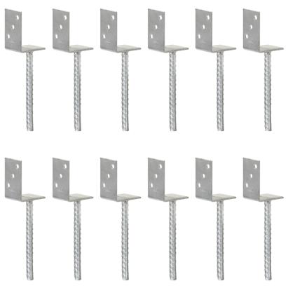 Ancore de gard, 12 buc., argintiu, 8x6x30 cm, oțel galvanizat GartenMobel Dekor