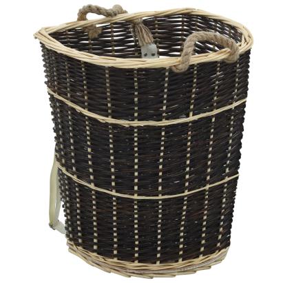 Coș lemne foc cu curele de transport natural 57x51x69 cm salcie GartenMobel Dekor