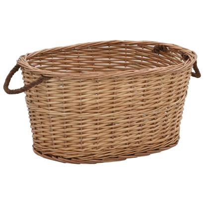 Coș lemne foc mânere de transport natural 56x40x28 cm salcie GartenMobel Dekor
