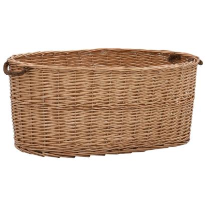 Coș lemne foc cu mânere de transport natural 78x54x34 cm salcie GartenMobel Dekor