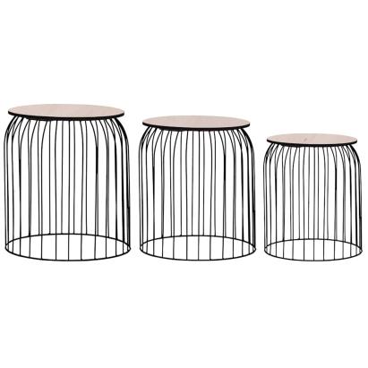 Măsuțe de cafea, 3 buc., negru GartenMobel Dekor