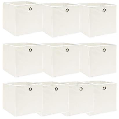 Cutii depozitare, 10 buc., alb, 32x32x32 cm, textil GartenMobel Dekor