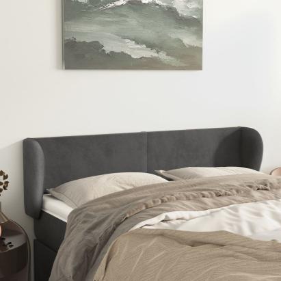 Tăblie de pat cu aripioare gri închis 147x23x78/88 cm catifea GartenMobel Dekor