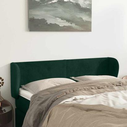 Tăblie de pat cu aripioare verde închis 147x23x78/88 cm catifea GartenMobel Dekor