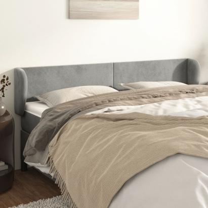 Tăblie de pat cu aripioare gri deschis 163x23x78/88 cm catifea GartenMobel Dekor