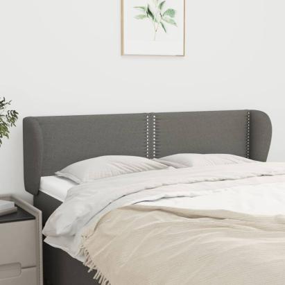 Tăblie de pat cu aripioare gri închis 147x23x78/88 cm textil GartenMobel Dekor