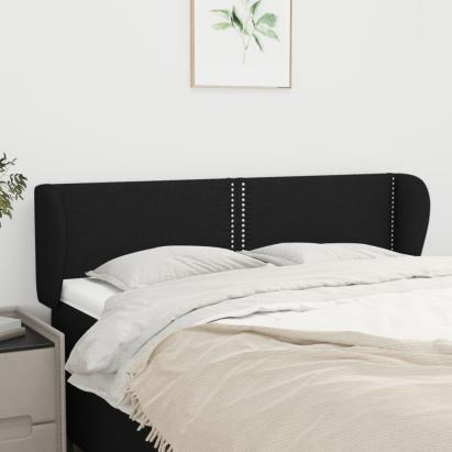 Tăblie de pat cu aripioare negru 147x23x78/88 cm textil GartenMobel Dekor