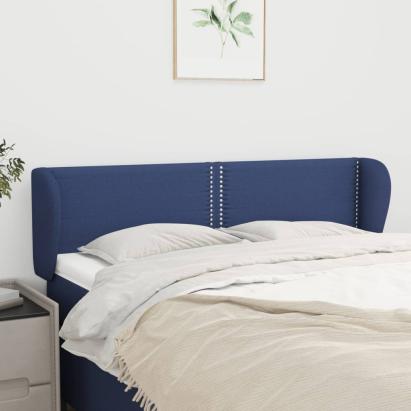 Tăblie de pat cu aripioare, albastru, 147x23x78/88 cm textil GartenMobel Dekor