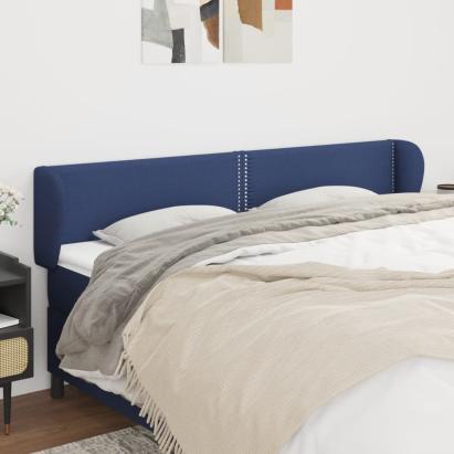 Tăblie de pat cu aripioare, albastru, 183x23x78/88 cm textil GartenMobel Dekor