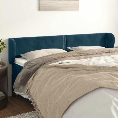 Tăblie pat cu aripioare albastru închis 163x23x78/88 cm catifea GartenMobel Dekor