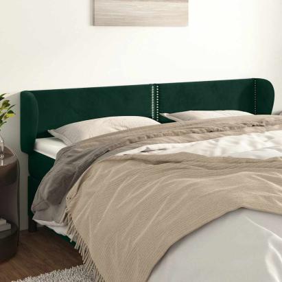 Tăblie de pat cu aripioare verde închis 183x23x78/88 cm catifea GartenMobel Dekor
