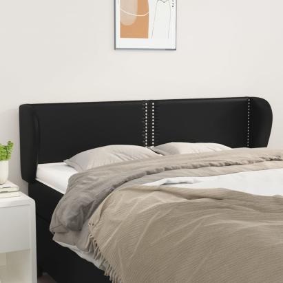 Tăblie de pat cu aripioare negru 147x23x78/88cm piele ecologică GartenMobel Dekor