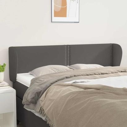 Tăblie de pat cu aripioare gri 147x23x78/88 cm piele ecologică GartenMobel Dekor
