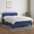 Pat cu arcuri, saltea și LED, albastru, 140x200 cm, textil GartenMobel Dekor