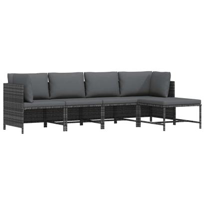 Set mobilier de grădină cu perne, 4 piese, gri, poliratan GartenMobel Dekor