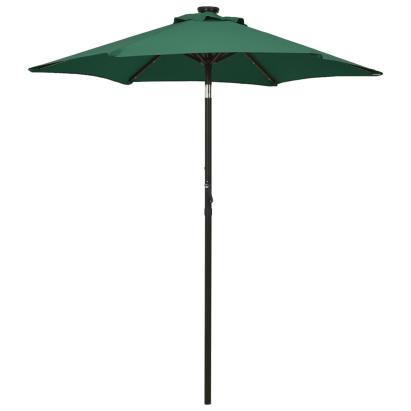 Umbrelă de soare cu lumini LED, verde, 200x211 cm, aluminiu GartenMobel Dekor