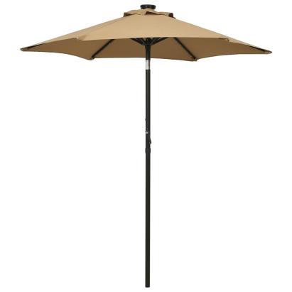Umbrelă de soare cu lumini LED, taupe, 200x211 cm, aluminiu GartenMobel Dekor
