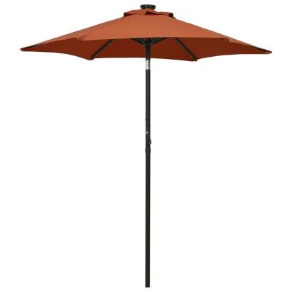 Umbrelă de soare cu lumini LED, cărămiziu, 200x211 cm, aluminiu GartenMobel Dekor