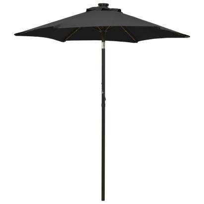Umbrelă de soare cu lumini LED, negru, 200x211 cm, aluminiu GartenMobel Dekor