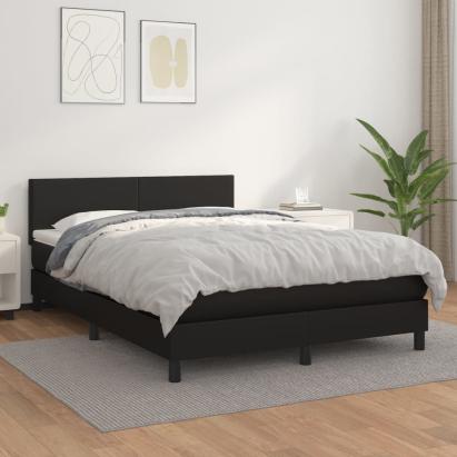 Pat box spring cu saltea, negru, 140x200 cm, piele ecologică GartenMobel Dekor