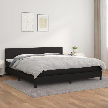 Pat box spring cu saltea, negru, 200x200 cm, piele ecologică GartenMobel Dekor