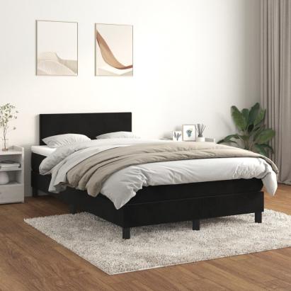 Pat box spring cu saltea, negru, 120x200 cm, catifea GartenMobel Dekor