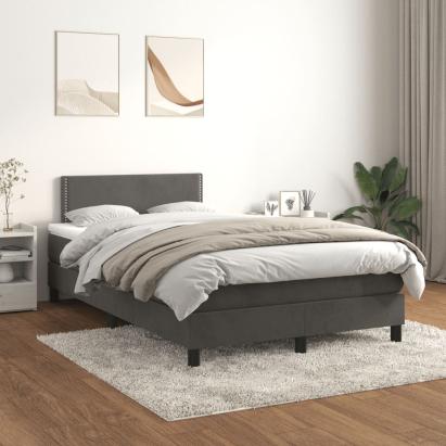 Pat box spring cu saltea, gri închis, 120x200 cm, catifea GartenMobel Dekor