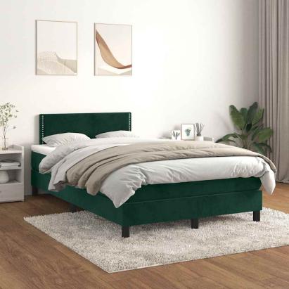 Pat box spring cu saltea, verde închis, 120x200 cm, catifea GartenMobel Dekor