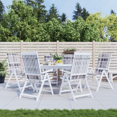 Perne scaun spătar înalt, 6 buc. gri carouri 120x50x3 cm textil GartenMobel Dekor