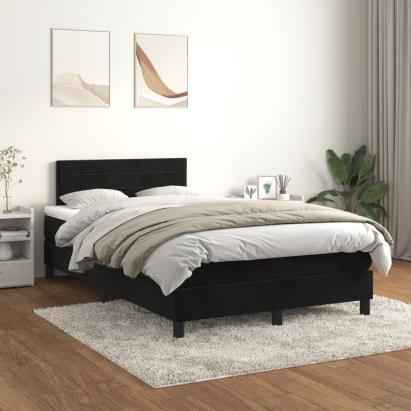 Pat box spring cu saltea, negru, 120x200 cm, catifea GartenMobel Dekor