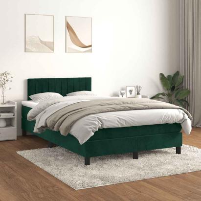 Pat box spring cu saltea, verde închis, 120x200 cm, catifea GartenMobel Dekor