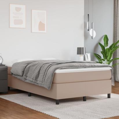 Pat box spring cu saltea, cappuccino, 120x200cm piele ecologică GartenMobel Dekor
