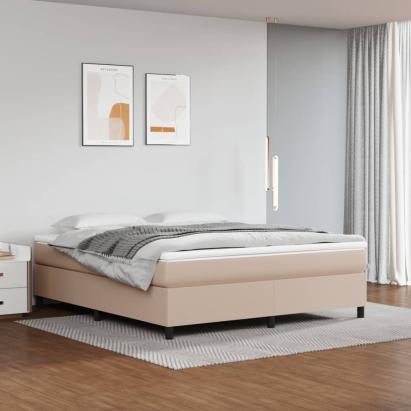 Pat box spring cu saltea, cappuccino, 160x200cm piele ecologică GartenMobel Dekor