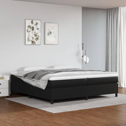 Pat box spring cu saltea, negru, 200x200 cm, piele ecologică GartenMobel Dekor