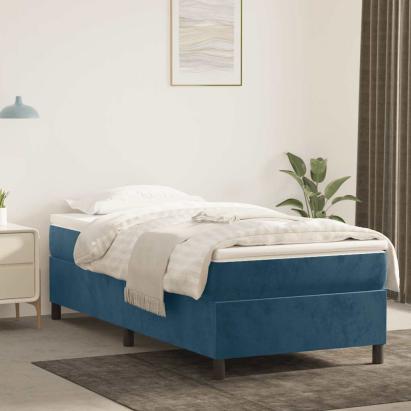 Pat box spring cu saltea, albastru închis, 80x200 cm, catifea GartenMobel Dekor