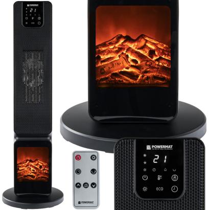 Șemineu electric tip coloană Powermat PM-GKL-3500DLK, 2500W, efect flacără