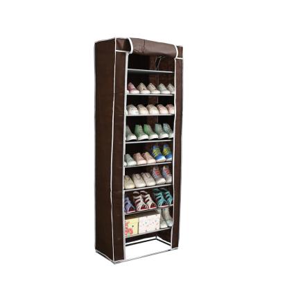 Dulap pentru pantofi Leziter LCSZ-02 maro cu 8 rafturi si husa textila