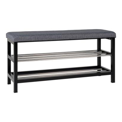 Bancă pentru hol House Nordic Padova, gri cu picioare negre, 100x34x50 cm