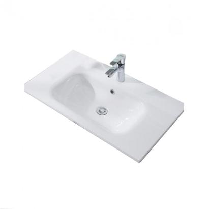 Lavoar Wellis Azori 80x46 cm din marmură artificială turnată, alb