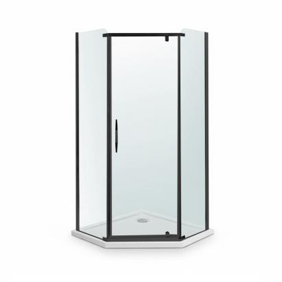 Cabină de duș pentagonală Leziter Celtic 100x100 cm cu tavă slim, profil negru
