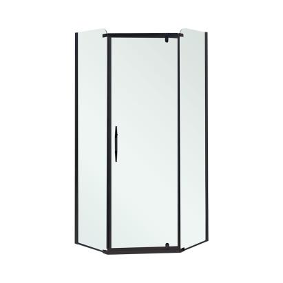 Cabină de duș pentagonală Leziter Celtic 90x90 cm, fără tavă, profil negru